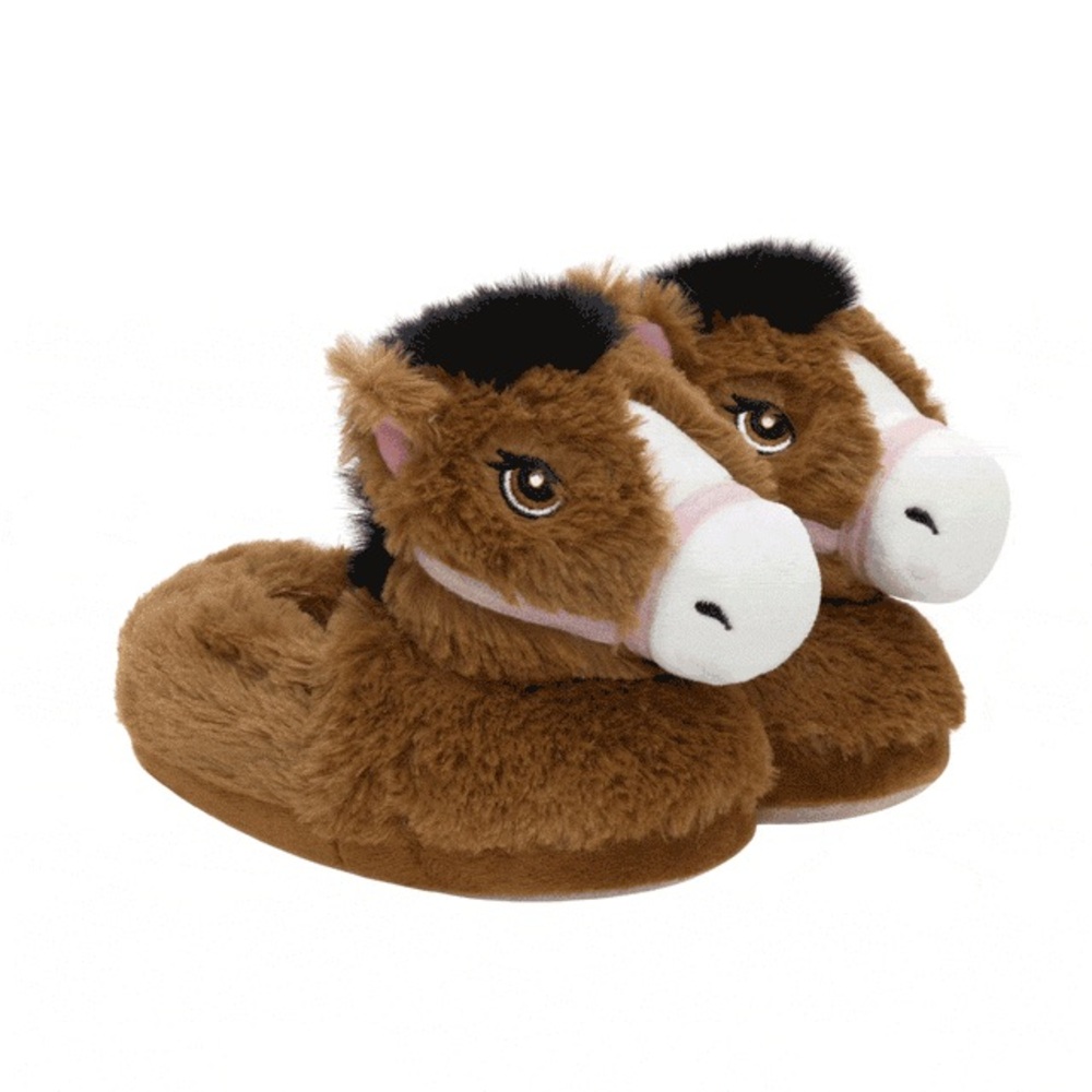 Robeez Brown and White Horse Light up Plush Slippers